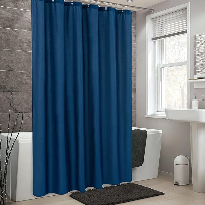 ALYVIA SPRING Waterproof Fabric Shower Curtain or Liner Navy Blue - Image 6