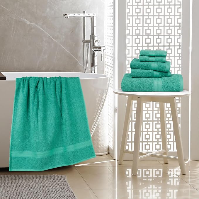 Amazon Basics 6-Piece Oversized Fade-Resistant Towel Set, 100% Cotton, Highly - Image 8