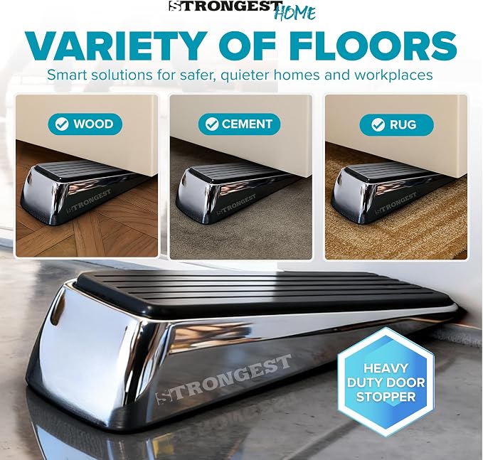 Door Stoppers for Bottom of Door – Heavy Duty Metal Rubber Stopper, Non-Slip - Image 7