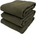 Olive Green Kitchen Hand Dish Towels, 100% Cotton by SerafinaHome