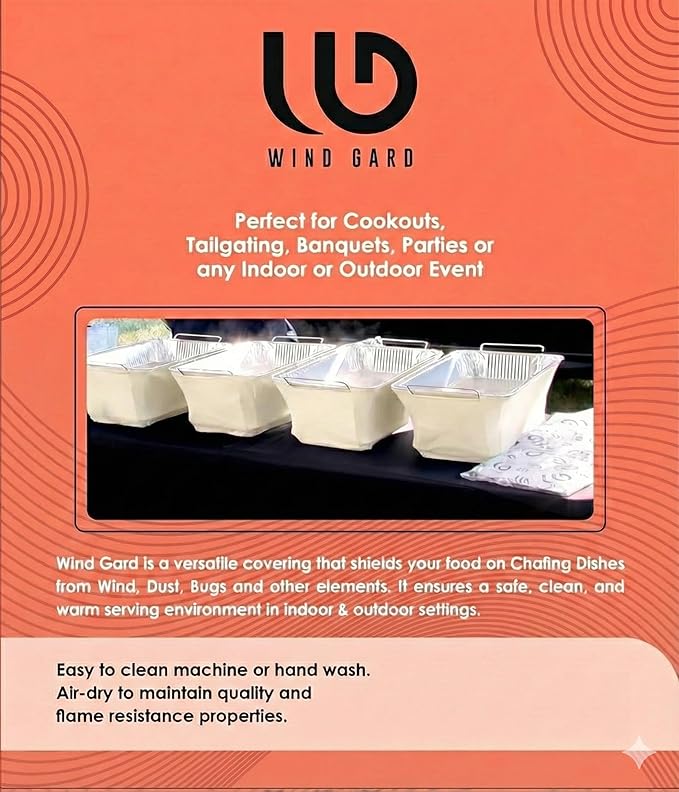 Chafer Wind Guard - 4 Pack Decorative Chafing Dish Wind Guard - Flame Retardant Sterno Rack Covers - Buffet Food Warmer Chafer Covers for Parties - Catering Supplies Buffet Display - Creamy White