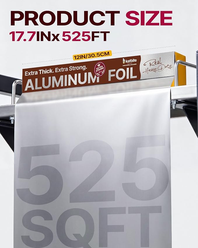 Katbite Aluminum Foil Heavy Duty 17.7 Inch Wide, 25 Micron Thick Strong Heavy - Image 2