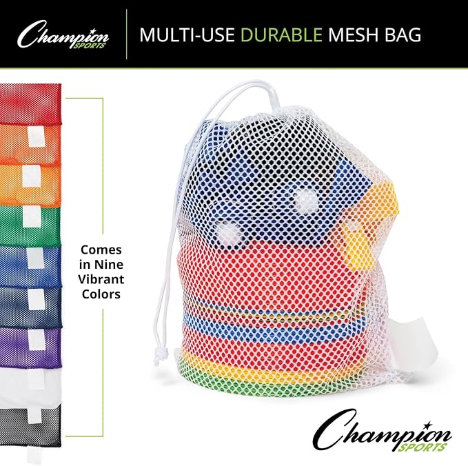 Champion Sports Mesh Equipment Bag – Heavy-Duty Nylon Drawstring Bag - Image 3