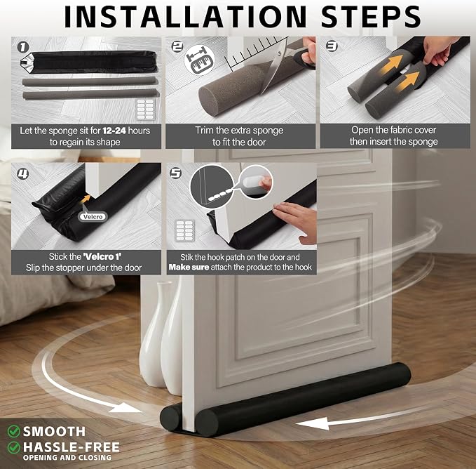 MAXTID 32" Black Door Air Draft Stopper, Wind Blocker - Image 5