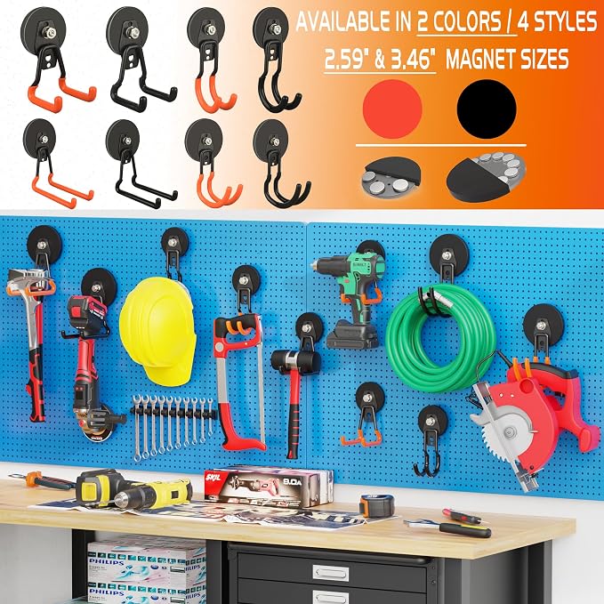 ULIBERMAGNET New Upgraded Garage Strong Magnetic Hooks, 4 Pack Heavy Duty Large - Image 9