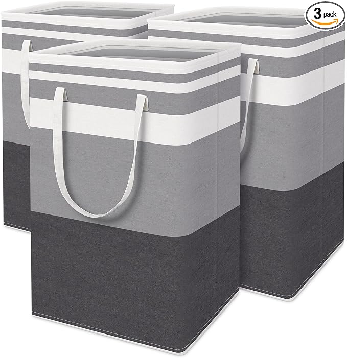 HomeHacks 3-Pack Large Laundry Basket, 75L Each Waterproof, Freestanding by HomeHacks