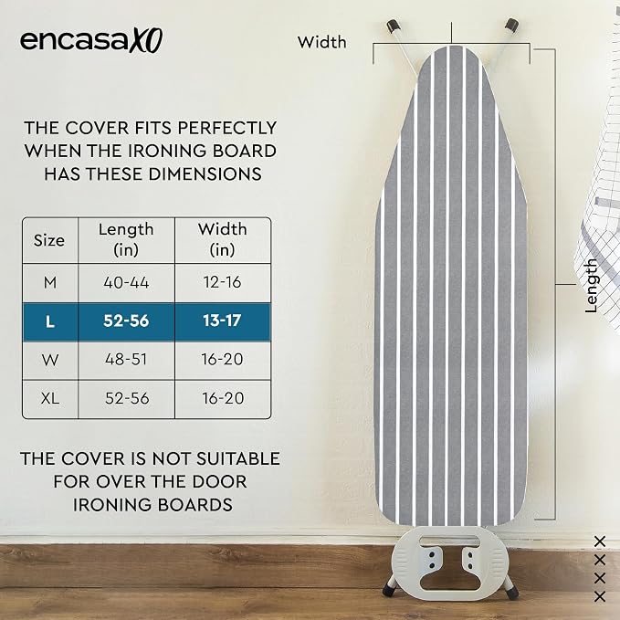 Encasa XO Ironing Board Cover and Pad, Thick Felt 54"x15" - Image 2