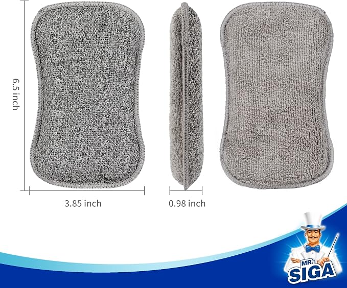 MR.SIGA Dual-Sided Scrub Sponges, Reusable Dishwashing Sponges, 6 Pack | Sponges - Image 3