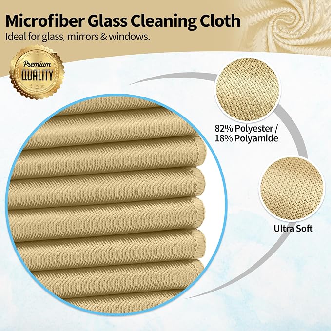 Microfiber Cleaning Cloth, 12 Pack Window Glasses Cleaning Cloth, Reusable - Image 2