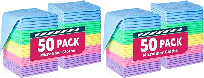 TEAWOO Microfiber Cleaning Cloths-100 Pack, Microfiber Towels Bulk, Towels by TEAWOO