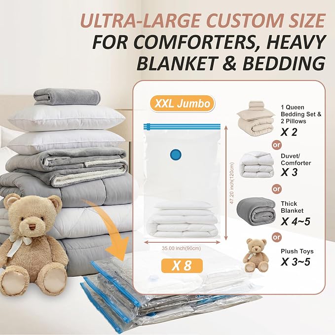 Cozy Essential Vacuum Storage Bags, 80% Compression Vacuum Seal Space Saver - Image 3