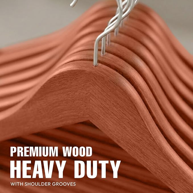 Utopia Home Wooden Hangers 20 Pack – Slim Suit Hangers Cherry | 360° rotatable - Image 6