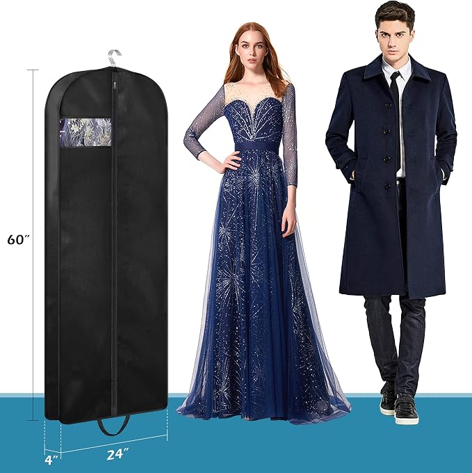 KIMBORA 60" Dress Garment Bags for Hanging Clothes Travel, Gusseted Garment - Image 7