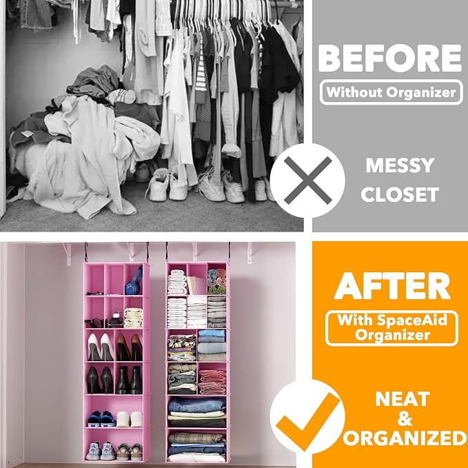 SpaceAid 2 Pack Hanging Closet Organizer and Storage - Image 3