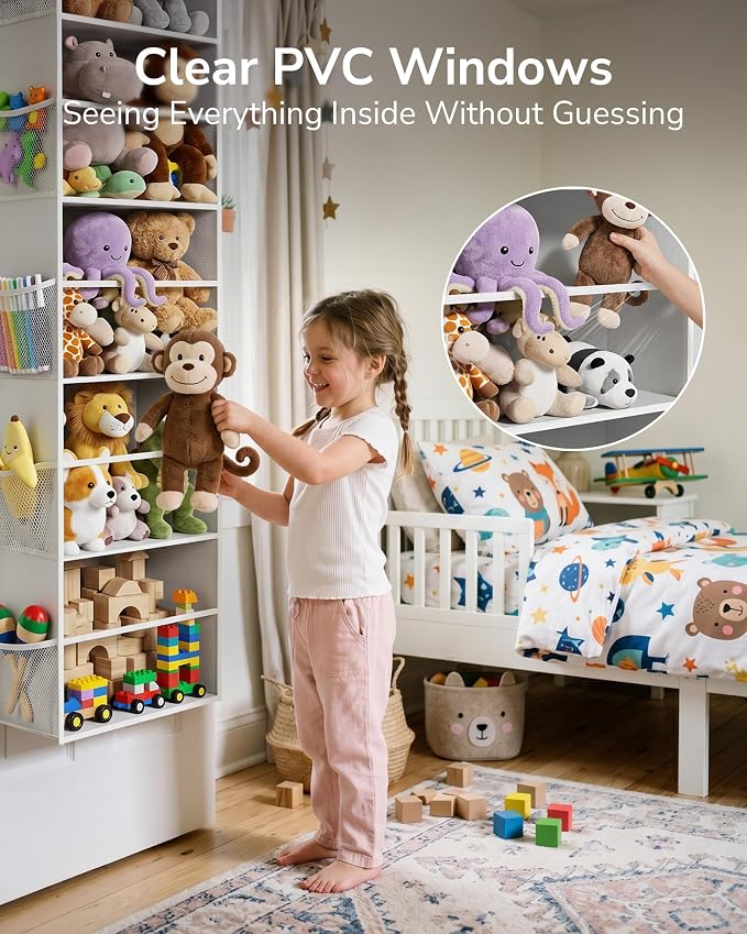 ULG Stuffed Animal Organizer Over the Door, Large Hanging Plush Toy Storage - Image 3