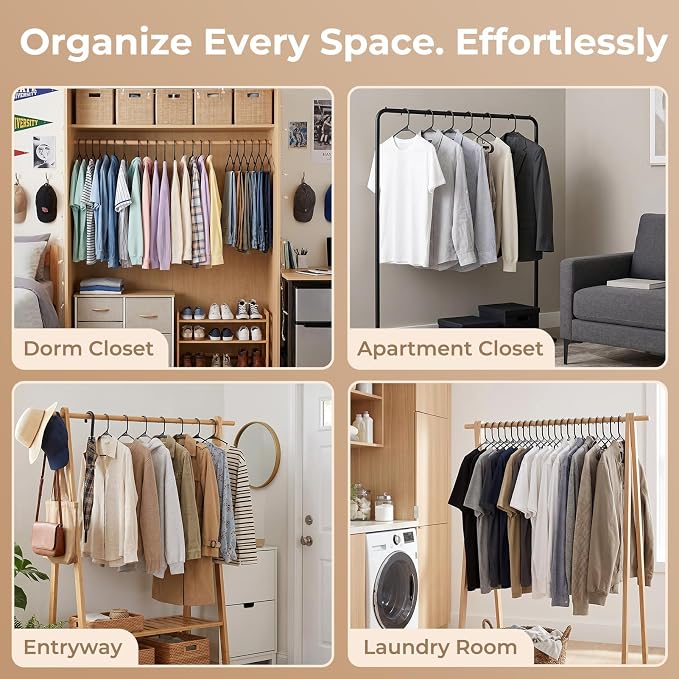 HOUSE DAY Black Plastic Hangers 20 Pack, Slim Space-Saving Clothes Hangers | - Image 7