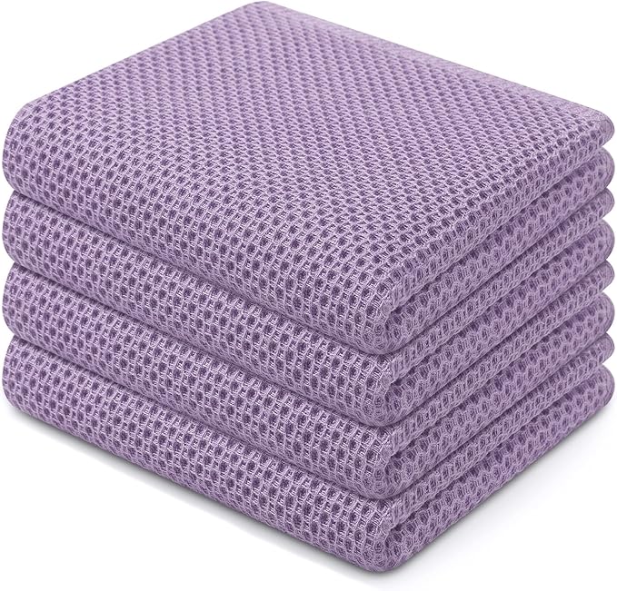 Homaxy 100% Cotton Waffle Weave Kitchen Dish Towels 4-Pack, Lavender | 13 x 28 by Homaxy