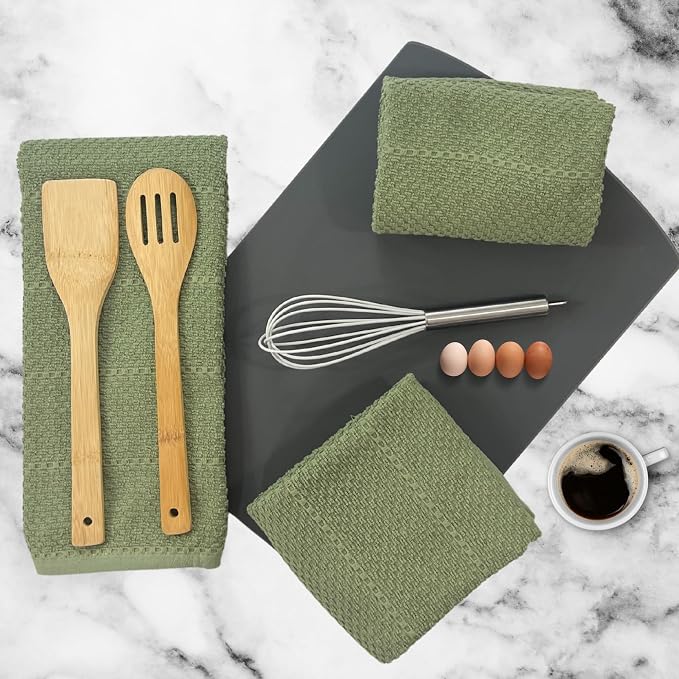 Dark Sage Green Kitchen Hand Dish Towels, 100% Cotton - Image 7