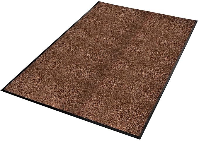 Guardian Platinum Series Indoor Wiper Floor Mat, Rubber with Nylon Carpet, 4'x9', Brown