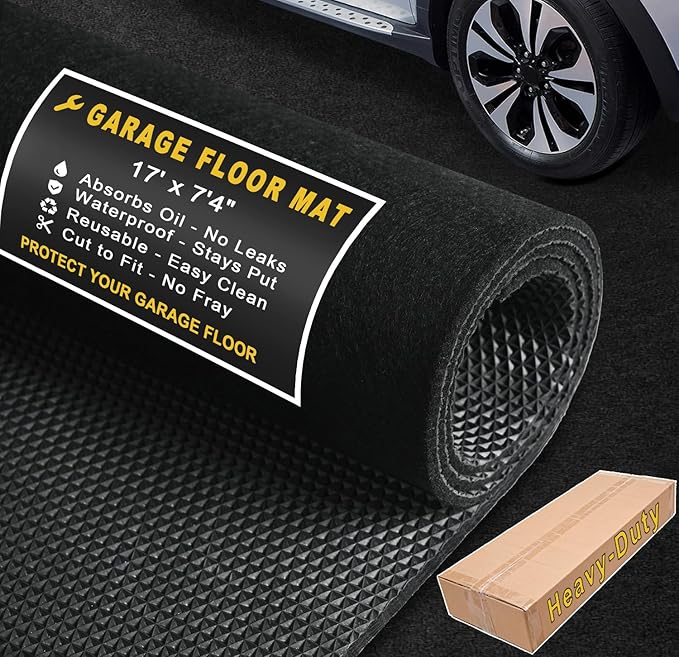 Heavy-Duty Garage Floor Mat 17' x 7'4" - Waterproof Garage Flooring for Cars & SUVs, Durable Garage Mats for Floor, Oil Spill Resistant Garage Pad, Under Car Mat, Garage Rug for Floor, Oil Change Mats