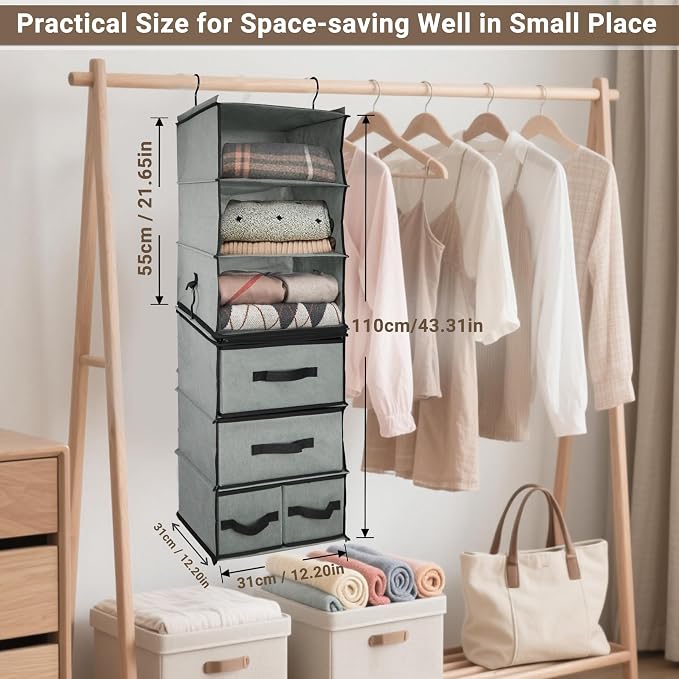 2-in-1 Durable 6-Tier Hanging Closet Organizer - Image 3