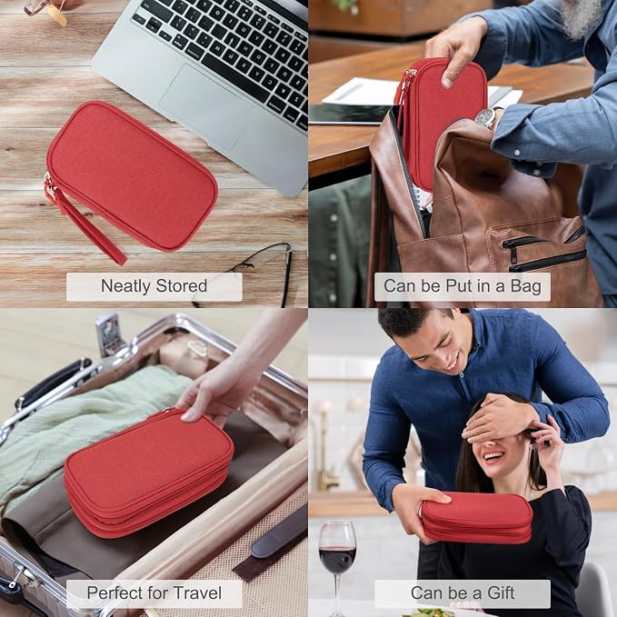 FYY Electronic Organizer, Travel Tech Pouch Bag, Cable Organizer Red | Wrist - Image 7