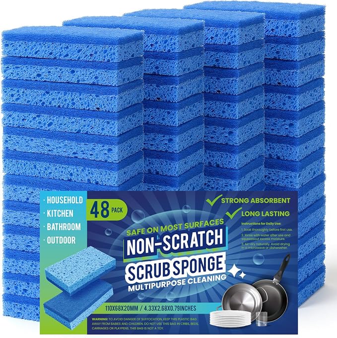 Metflavor Kitchen Sponges, Dual-Sided Non-Scratch Scrub Sponge | Dish Scrubber by Metflavor