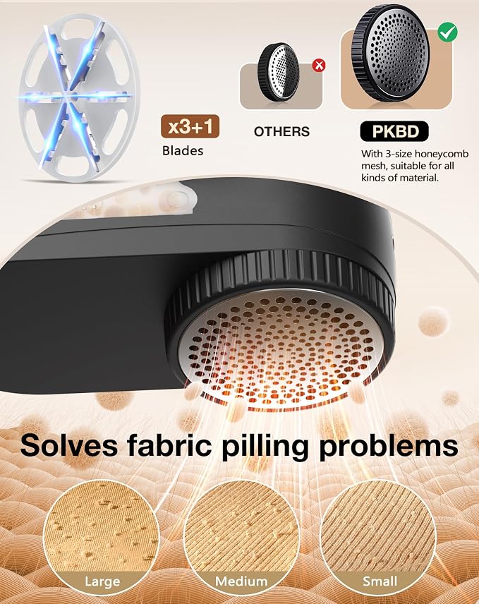 PKBD IPX6 Waterproof Washable Electric Fabric Shaver and Lint Remover, - Image 4