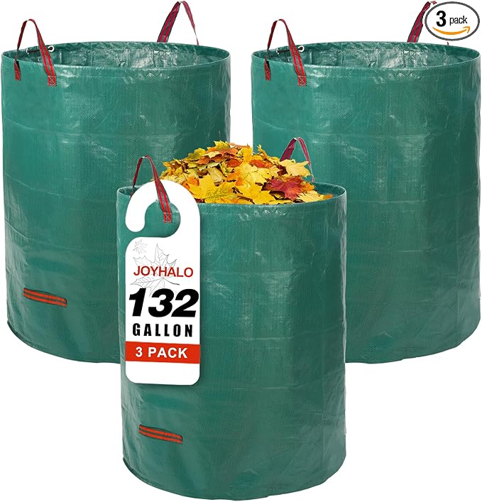132 Gallon 3 Pack Reusable Lawn Bags by Joyhalo