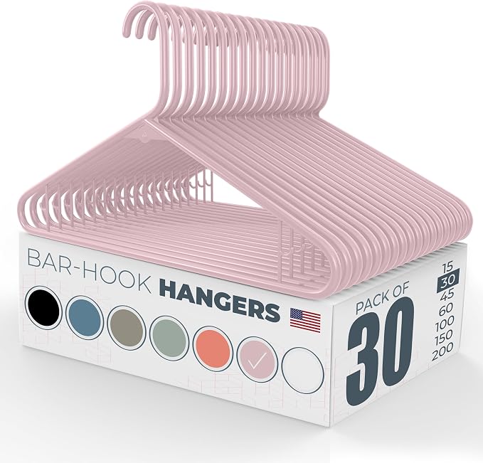 Plastic Hangers 30 Pack – Made in The USA – 6lb Capacity Standard Clothes by NeatiesHangers