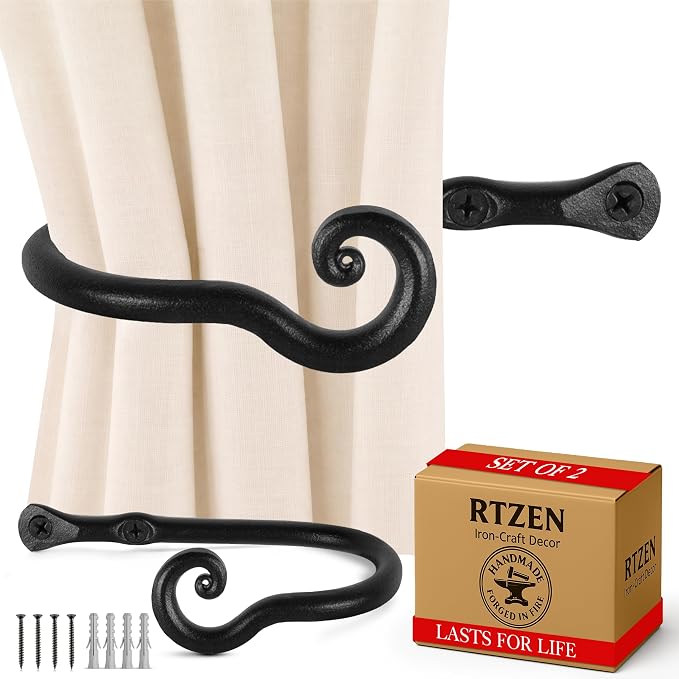 RTZEN Metal Curtain Tiebacks, Drapery Holders by RTZEN