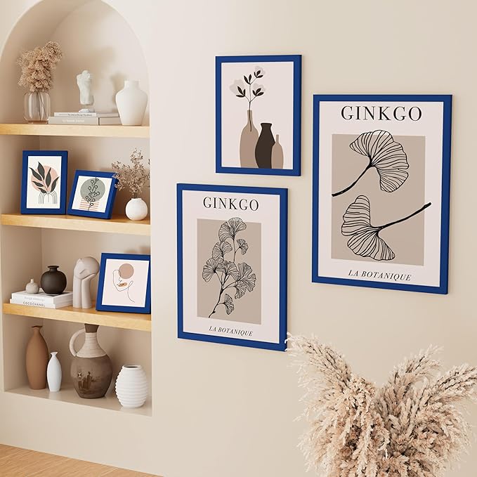 Vittanly 12x16 Picture Frame, Solid Wood Frame with Plexiglass, Includes 8.5x11 Mat, Wall Hanging for Photos, Home Decor, Royal Blue, 1 Pack