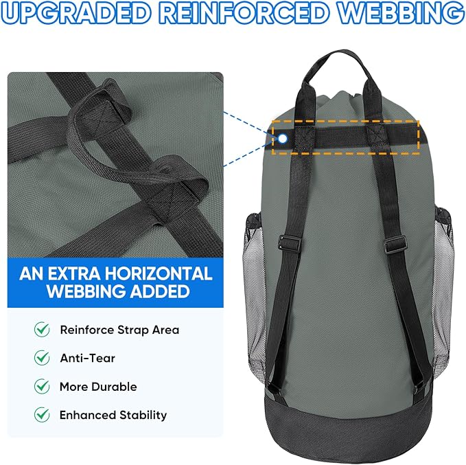 BALEINE 150L Laundry Bag Backpack, 900D Oxford Fabric Large Travel Laundry Bags - Image 2