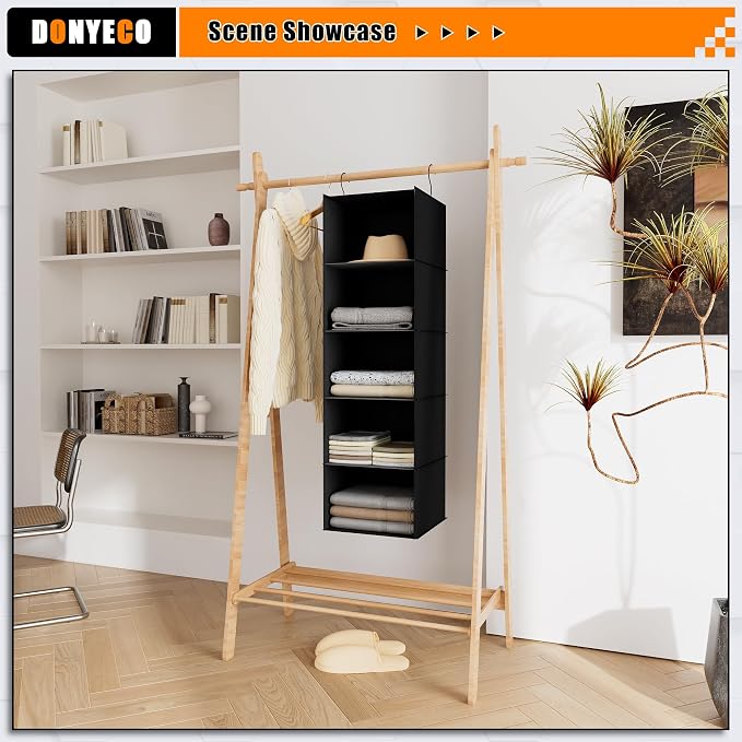 Hanging Closet Organizer 5-Shelf, Oxford Fabric Wardrobe Storage, shoes & - Image 8