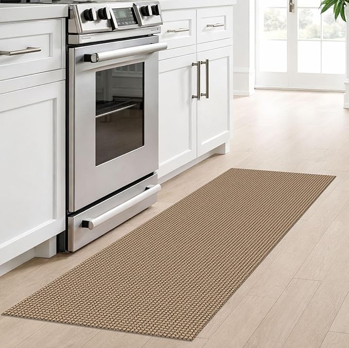 IOHOUZE Washable Runner Rug 2x6 Non Slip Rubber Backed Runners for Hallways Entryway Runner Indoor, Kitchen Rugs Woven Cotton Floor Carpet for Hall Entrance Bedroom, Orange/Tan/Brown