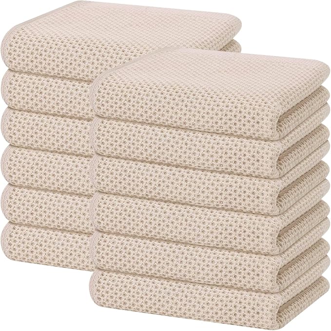 Homaxy 100% Cotton Waffle Weave Kitchen Dish Towels 12-Pack, Ultra Soft by Homaxy