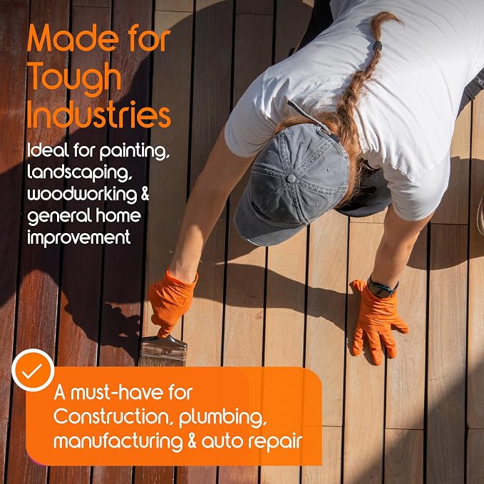 Inspire Heavy Duty Orange Nitrile Gloves | ULTRA 8 Mil Diamond Textured Grip | - Image 5