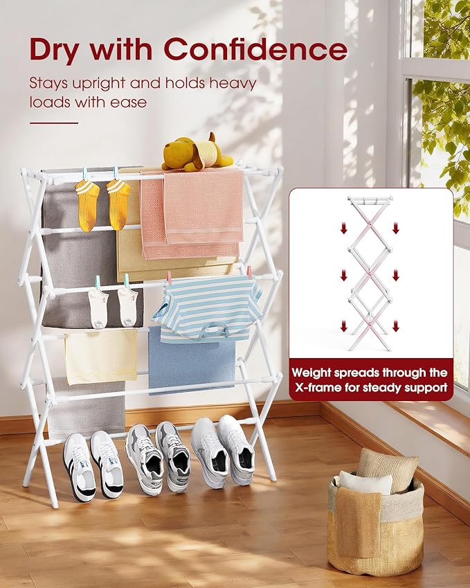Sakugi Foldable 3-Tier Clothes Drying Rack 37.4" H - Image 3