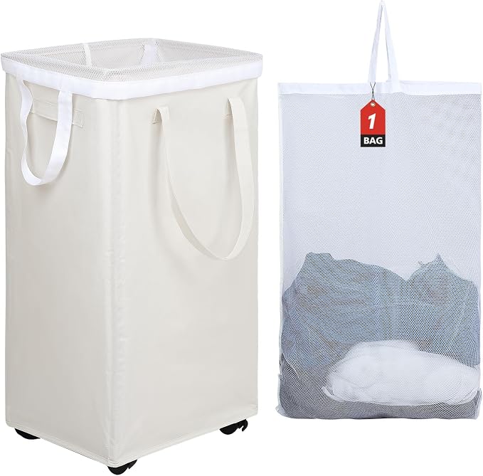 DOKEHOM 90L X-Large Rolling Laundry Basket Hamper on Wheels by DOKEHOM