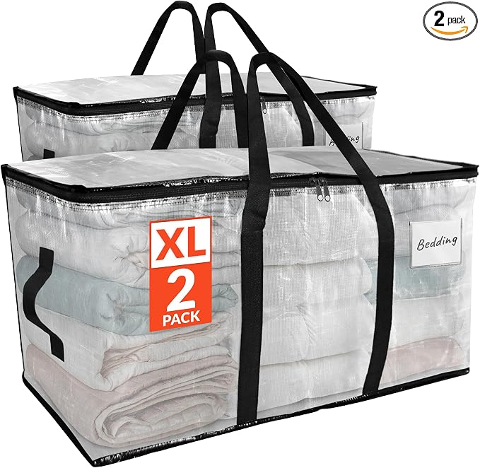 Reli. Moving Bags Heavy Duty | Clear, Extra Large Totes | by Reli