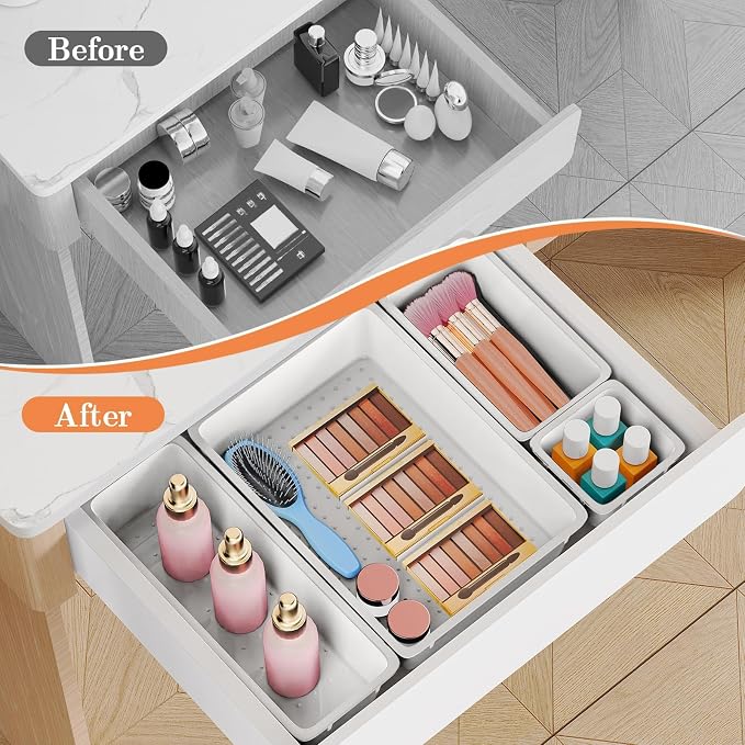 SpaceHacks 25 PCS Plastic Drawer Organizer, 4-Size Versatile Organizer Trays & - Image 4