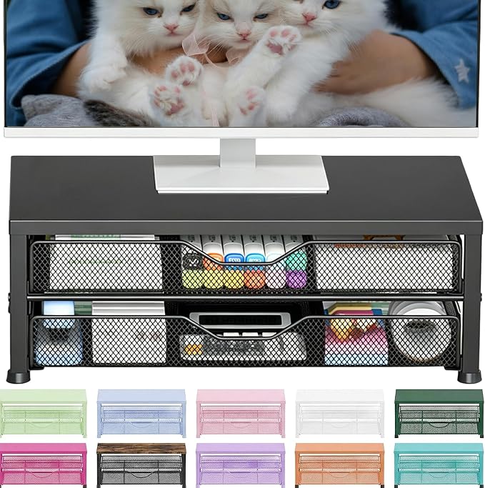 Desk Organizer and Accessories, 2-Tier Computer Monitor Stand Riser - Image 9