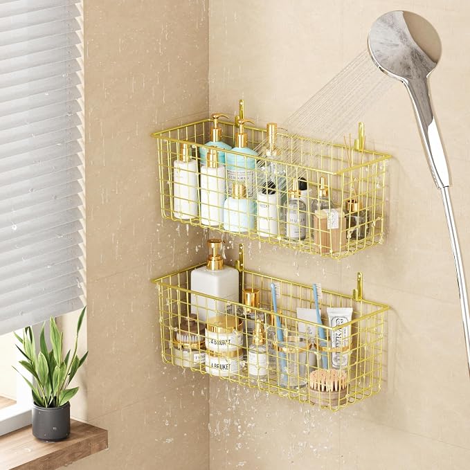 Kinlink 2 Sets Gold Extra Large Hanging Wall Basket - Image 5