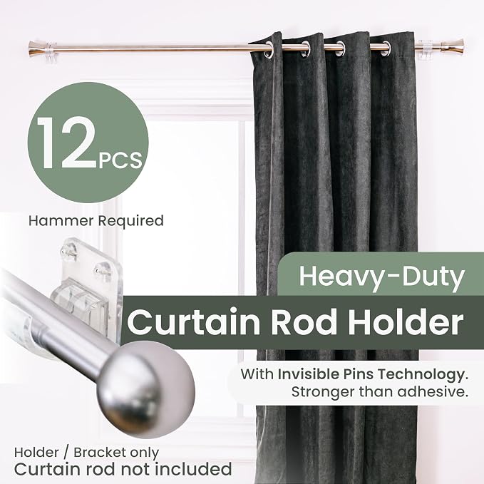 No Adhesive Heavy Duty Curtain Rod Holders - Image 4