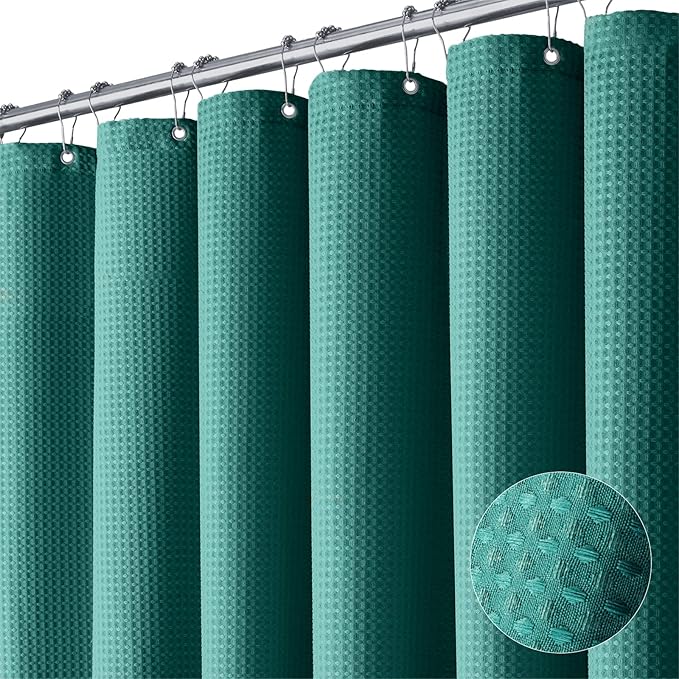 Dynamene Long Waffle Shower Curtain 256GSM Heavy Fabric 72x78 Seaweed Green by Dynamene