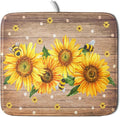 Sunflower Bee Dish Drying Mat for Kitchen Counter Home 16x18 Inch Wood Barn by Giwawa