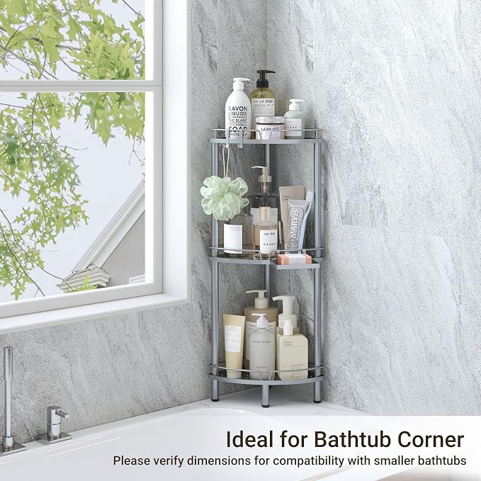 ELYKEN Corner Shower Caddy Standing, 3 Tier Metal Shower Organizer - Image 9