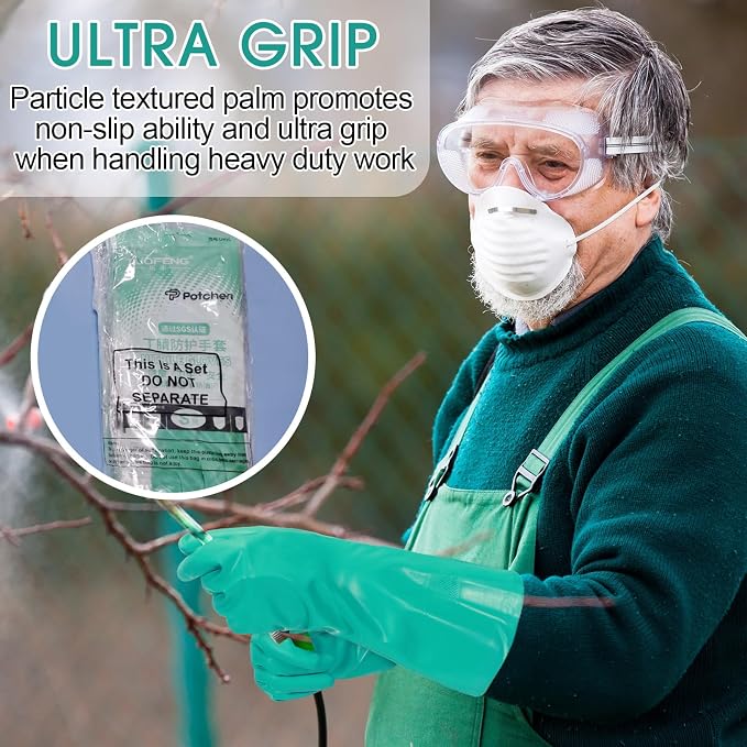Potchen 10 Pairs Chemical Resistant Gloves 15 Mil Nitrile Gloves - Image 6