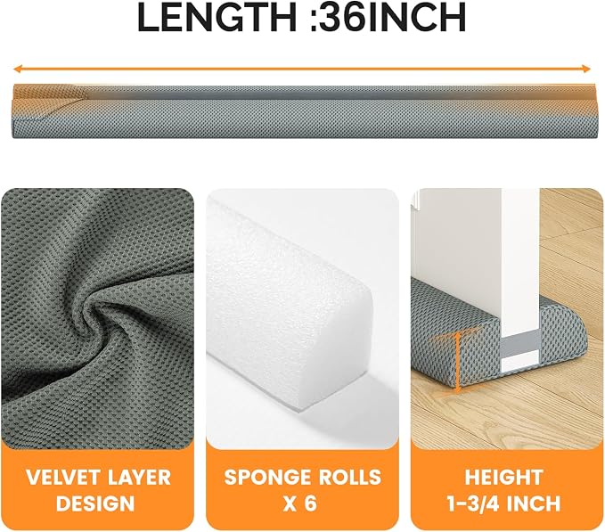 fowong Under Door Stopper 36 Inch, Triangle Noise Blocker 30" to 36", Block - Image 7