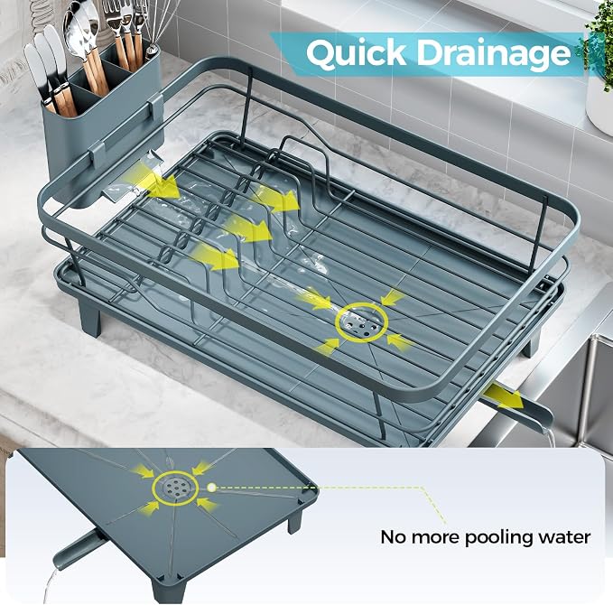 Urakify Dish Drying Rack for Kitchen Counter, 16.5" L x 12.2" W, Sink Dish Rack - Image 5